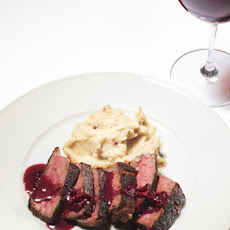 Pan-Seared Strip Steak with Red-Wine Pan Sauce and Pink-Peppercorn Butter