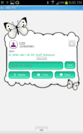 【免費個人化App】GO SMS - Mint Butterfly Sky-APP點子