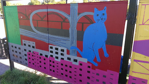 Cat Painting on Bus Stop 