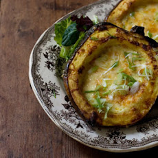 Roasted Corn Pudding in Acorn Squash