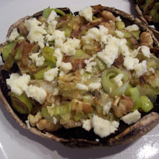 Stuffed Mushrooms With Leeks, Blue Cheese and Walnuts.