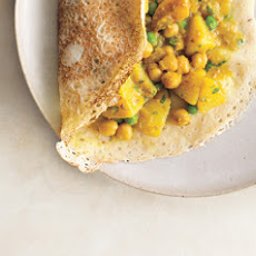 Rava Dosas with Potato Chickpea Masala