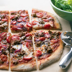 Hamburger and Grape-Tomato Pizza