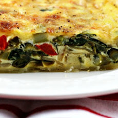 Three-Cheese Spinach and Bell Pepper Quiche/Pie