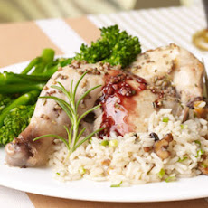 Rosemary-Scented Cornish Hens with Red Wine Reduction