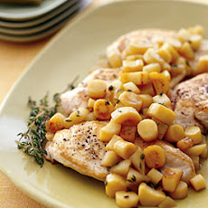Sauteed Chicken with Parsnip, Apple, and Sherry Pan Sauce