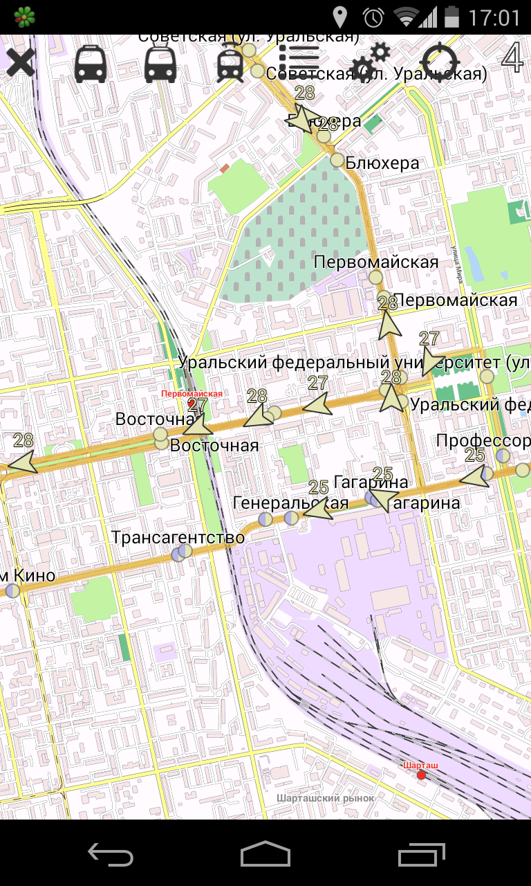 Android application Yekaterinburg Public Transport screenshort