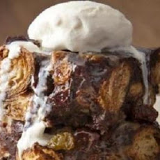 White and Dark Chocolate Bread Pudding with Irish Cream Sauce