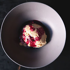 Peanut Butter Ice Cream with Concord Grape Coulis