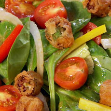 Garden Salad with Fried Okra Croutons