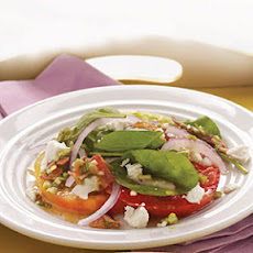 Heirloom Tomato and Goat Cheese Salad with Bacon Dressing