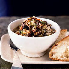 Spicy Sausage, Barley, and Mushroom Stew