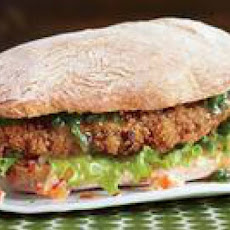 Schnitzel-wich with Garlic Butter and Hot Relish