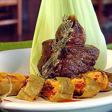 Beef Fillet Marinated in Cholula Hot Sauce with Tamale and Achiote Paste