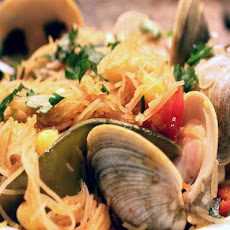 Skillet Pasta with Clams, Snow Peas, and Corn
