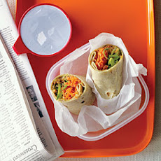 Spicy Peanut, Carrot, and Snap Pea Wraps