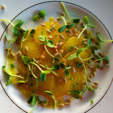 Yellow Beet Carpaccio with Sunflower Sprouts