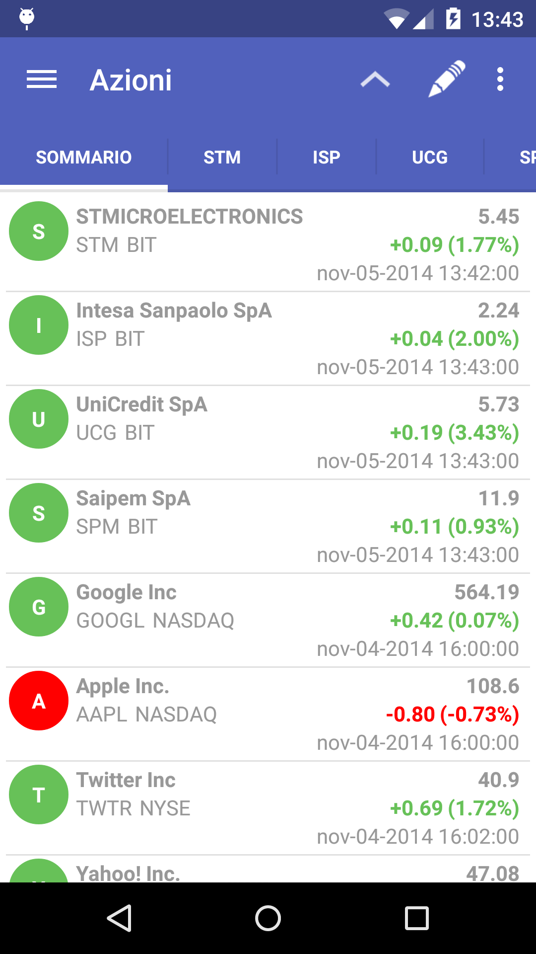 Android application MyStocks Pro - Realtime stocks screenshort