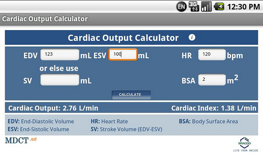 MDCT Cardiac Output Calculator