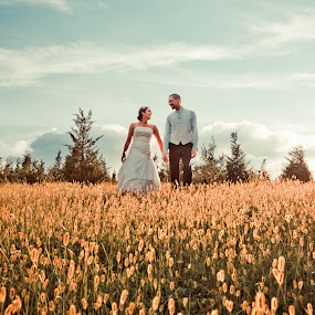 by Steven C. Bloom - Wedding Bride & Groom ( field, bride, groom )