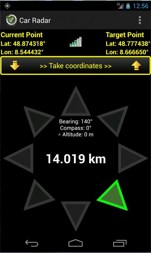 Android application Car Radar the CarFinder screenshort