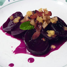 Mapled Beets with Apple-Orange Salsa and Bacon Lardons
