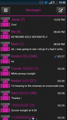 GO SMS Clean Pink Theme