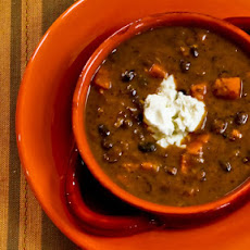 Vegetarian Black Bean and Sweet Potato Soup with Lime