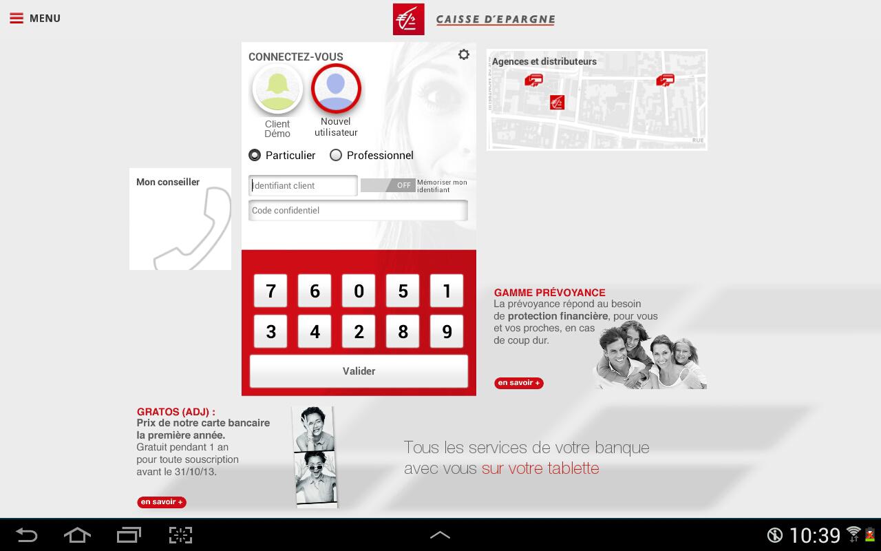 Android application Banque pour tablettes Android screenshort