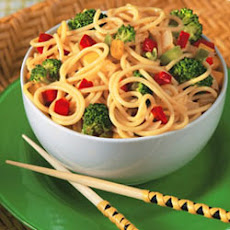 Broccoli Noodle Salad with Asian Peanut Citrus Sauce