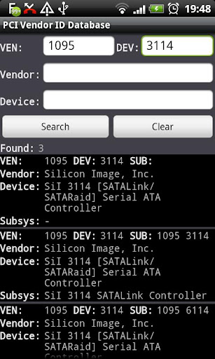 PCI Vendor Device Database