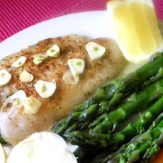 10-Minute Baked Halibut With Garlic-Butter Sauce