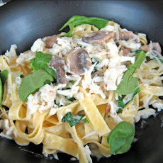Crab Mushroom Spinach Fettuccine