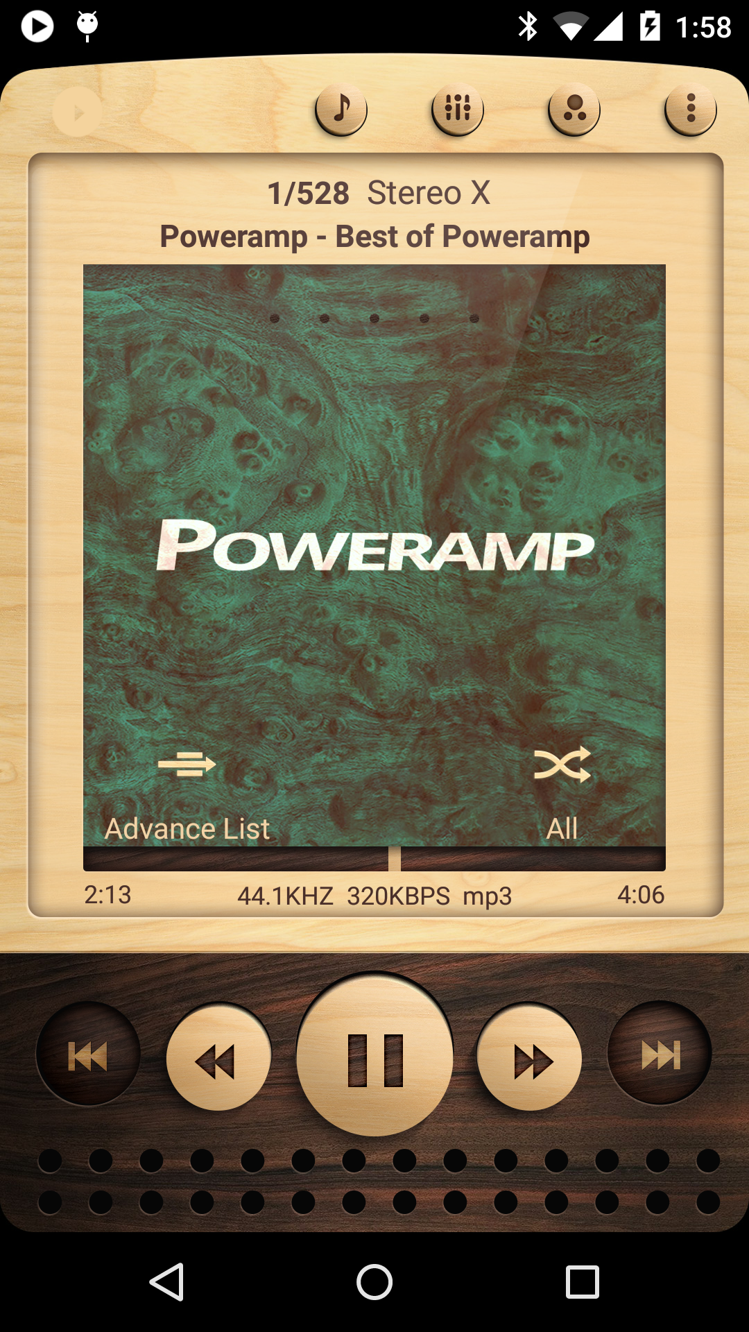 Android application Skin for Poweramp Wooden screenshort