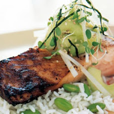 Miso-Marinated Salmon with Cucumber-Daikon Relish