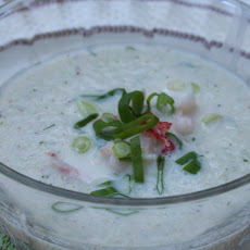 Cold Cucumber Soup with Lobster and Scallions