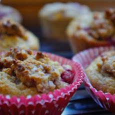 Raspberry banana crumble-top muffins