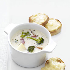 Broccoli Chowder with Cheddar Toasts