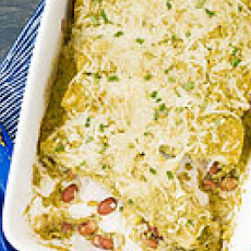 Rice & Bean Enchiladas with Creamy Tomatillo Sauce