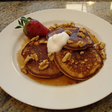 Banana Bread Pancakes With Cinnamon Maple Syrup