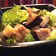 Eggplant, Havarti Cheese and Arugula Salad.