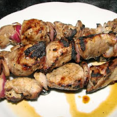 Marinated Pork and Red Onion Kebabs