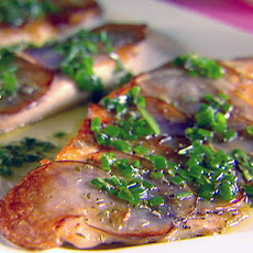 Tilapia with Purple Potato Crust and Chive Rosemary Oil