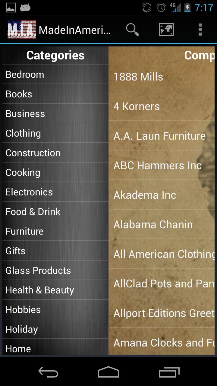 Android application Made In America screenshort