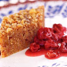 Semolina Walnut Cake with Sour Cherry Compote