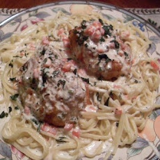 Chicken bacon rolls in creamy basil sauce