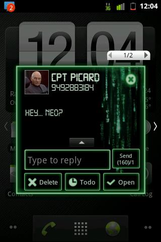 Green Glow Code Go SMS Theme