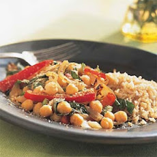 Chickpea, Red Pepper, and Basil Sauté
