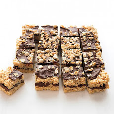 Puffed-Rice Bars with Peanut Butter and Chocolate
