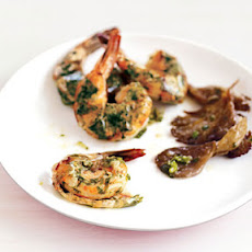 Roasted Shrimp and Mushrooms with Ginger and Green Onions